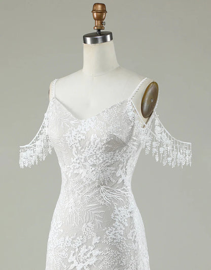 Cold Shoulder Backless Wedding Dress