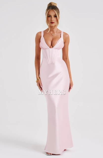 Elegant Mermaid Pleated Cups Adjustable Shoulder Straps Dresses Bridesmaid Dresses Wedding Guests Dresses