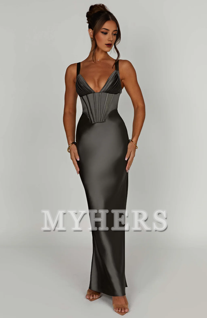 Elegant Mermaid Pleated Cups Adjustable Shoulder Straps Dresses Bridesmaid Dresses Wedding Guests Dresses