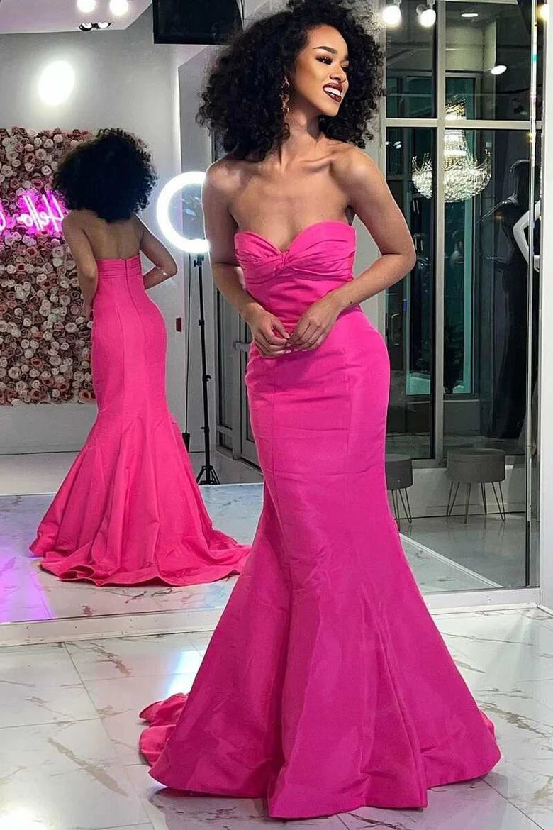 Strapless Cross Front Trumpet Long Prom Dress