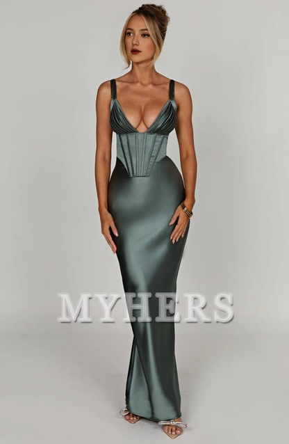 Elegant Mermaid Pleated Cups Adjustable Shoulder Straps Dresses Bridesmaid Dresses Wedding Guests Dresses