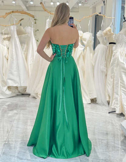 A Line Off The Shoulder Sweetheart Mirror Long Prom Dress