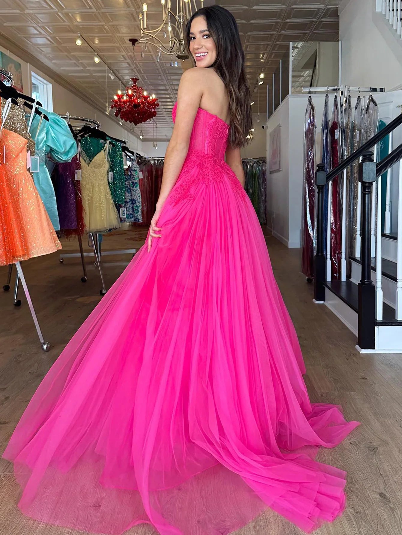 A Line Sweetheart Long Prom Dress With Appliques
