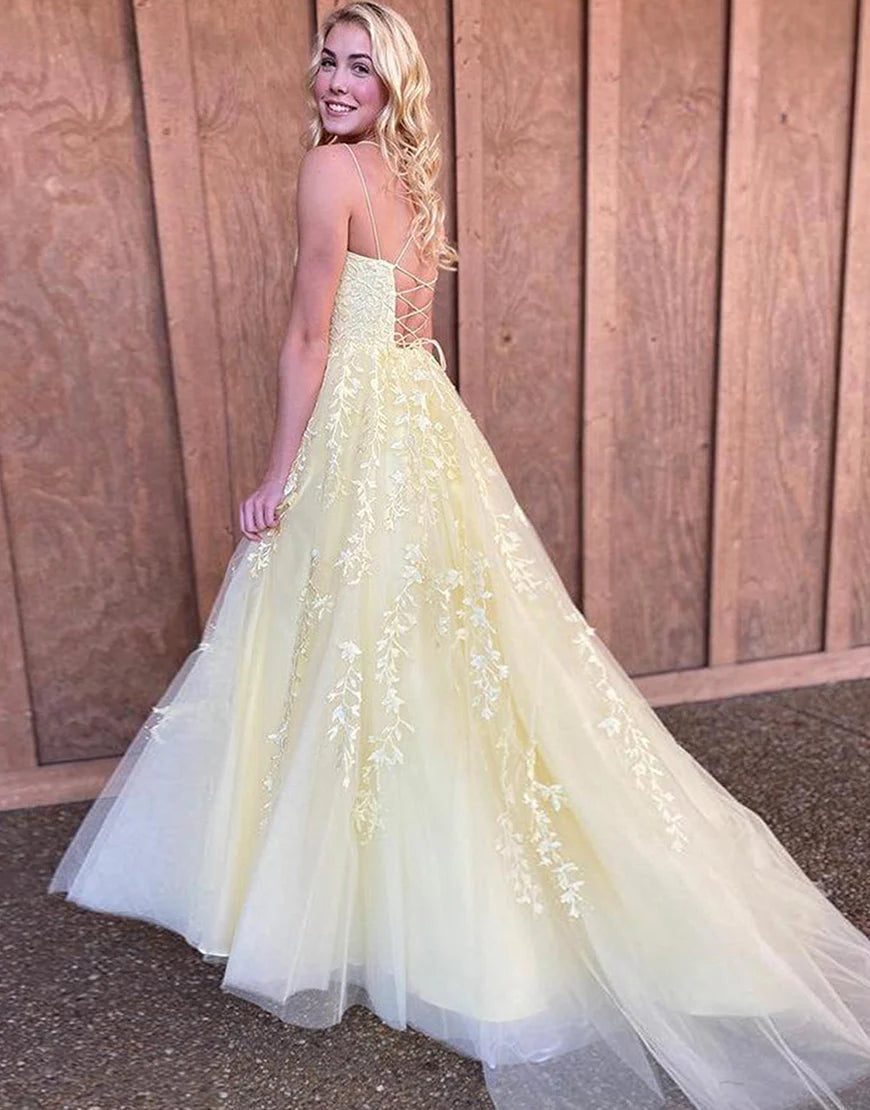 Prom Dress Spaghetti Straps Long Evening Dress