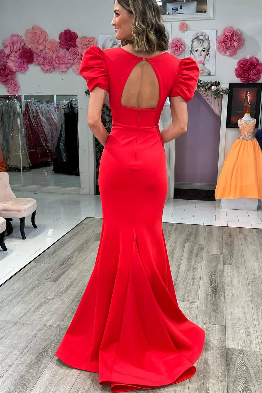 Elegant  Plunge V Cutout Back Mermaid Long Formal Dress