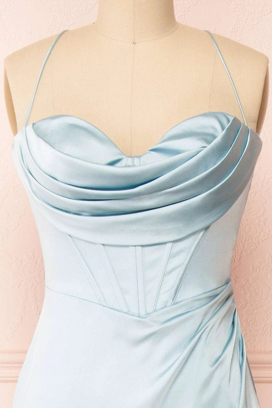 Cowl Neck Lace-Up Back Mermaid Long Prom Dress