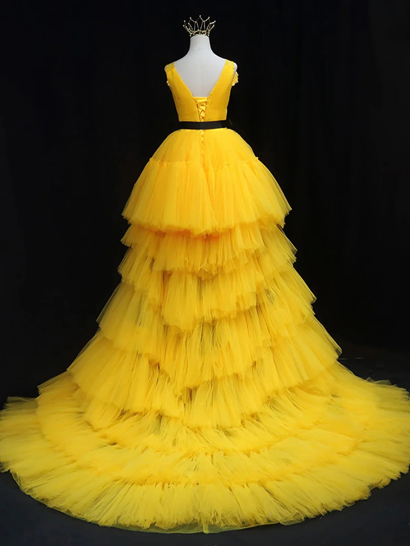 High Low Tulle Sleeveless Prom Dress