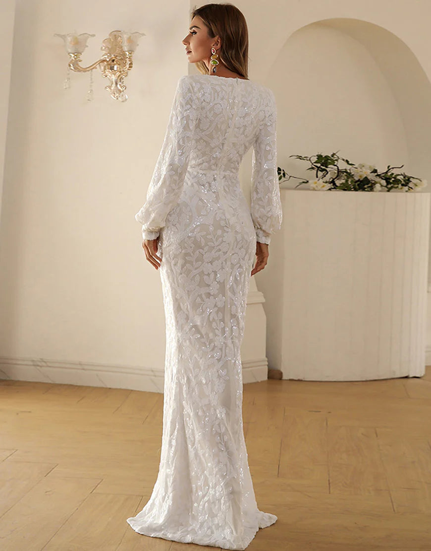 V Neck Lace Maxi Boho Dress