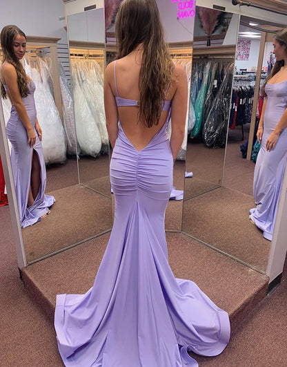 Mermaid Backless Corset Long Prom Dress With Slit