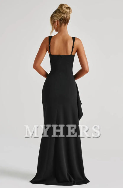 Square Neckline Adjustable Shoulder Straps Side Fork Sexy Charming Dresses Bridesmaid Dresses Wedding Guests Dresses