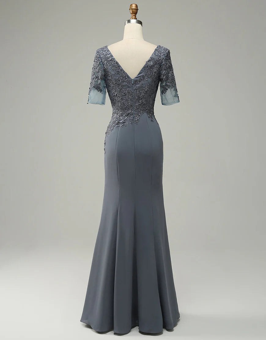 Grey Appliques Mother of Bride Dress