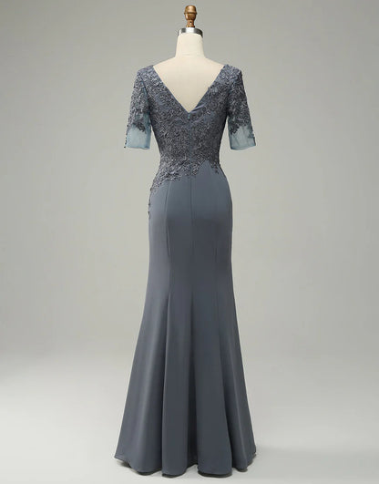 Grey Appliques Mother of Bride Dress