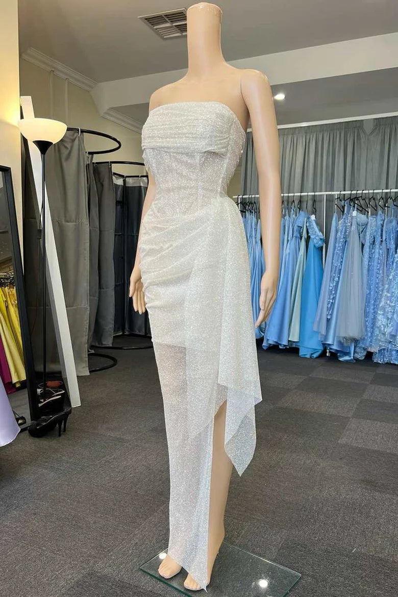 Sequin Strapless High-Low Cocktail Dress
