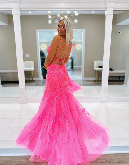 Mermaid Sequin Tulle Long Prom Dress
