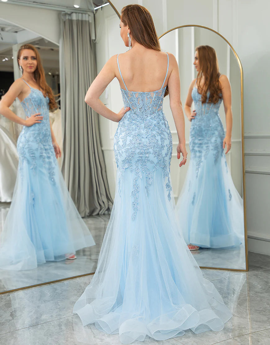 Mermaid Backless Long Prom Dress With Slit