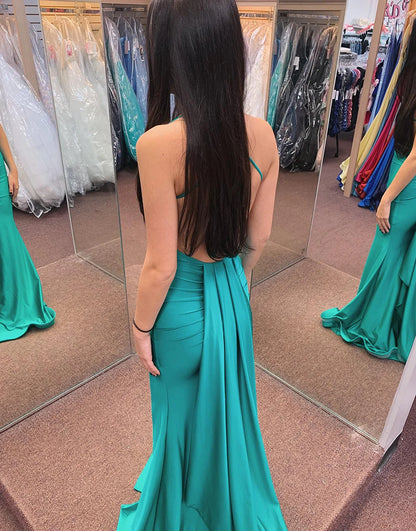 Mermaid Green Long Prom Dress With Slit
