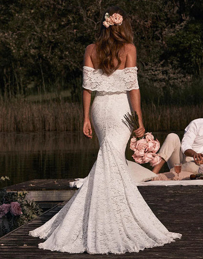 Mermaid Lace Bohemian Wedding Dress