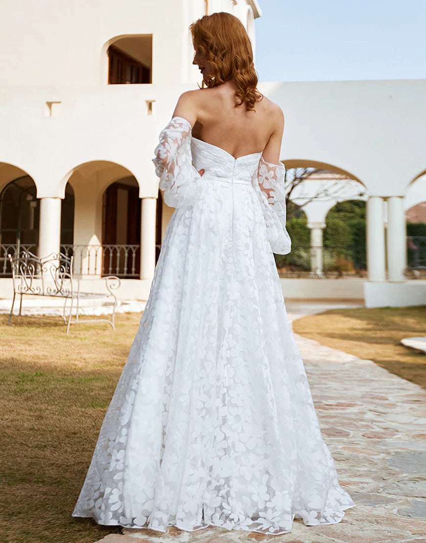 Off The Shoulder Long Sleeves Wedding Dress