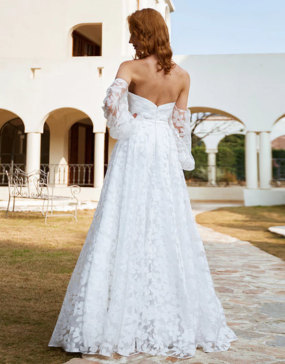 Off The Shoulder Long Sleeves Wedding Dress
