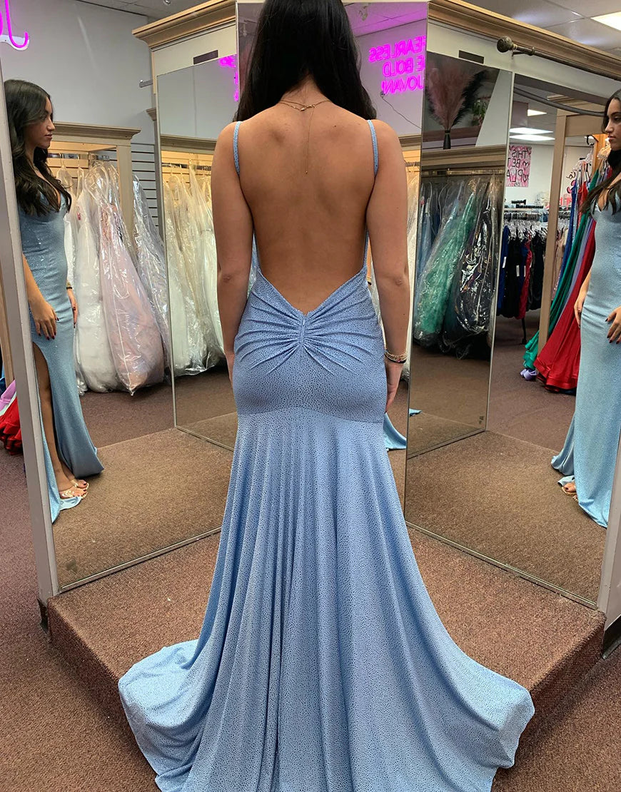 Mermaid V-Neck Spaghetti Strap Long Prom Dress