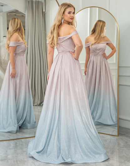 A Line Off the Shoulder Long Prom Dress