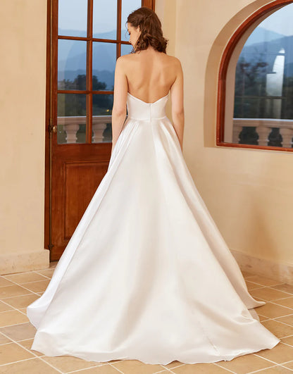 Satin Sweetheart Wedding Dress with Slit
