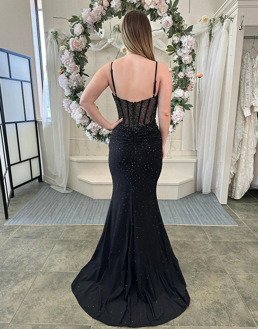 Mermaid V-Neck Spaghetti Strap Long Prom Dress