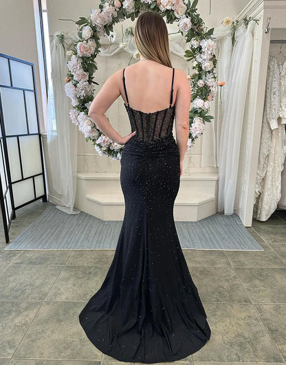 Mermaid V-Neck Spaghetti Strap Long Prom Dress