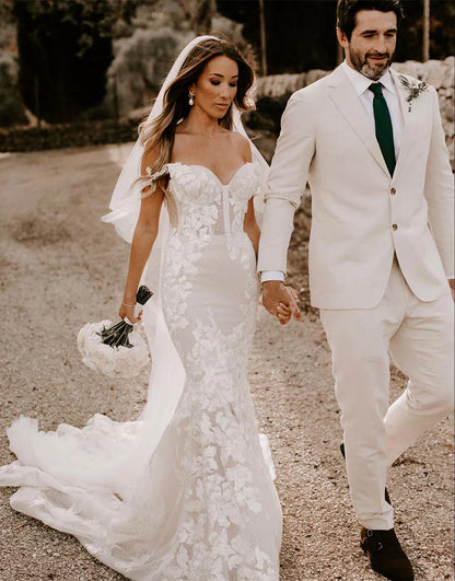 Mermaid Wedding Dress with 3D Appliques