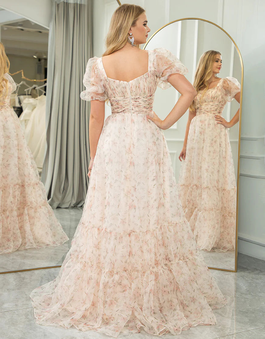 A Line Square Neck Long Prom Dress