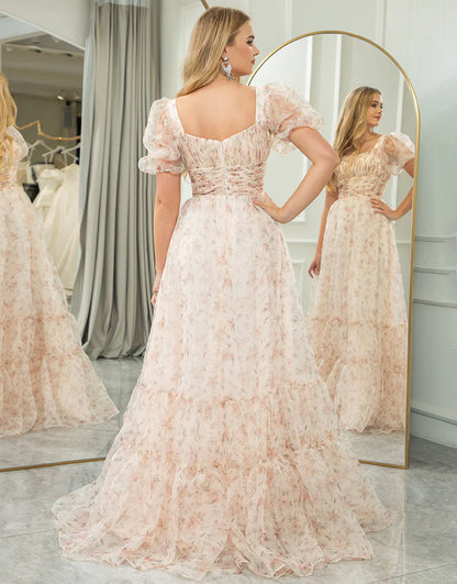 A Line Square Neck Long Prom Dress