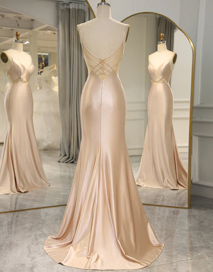 Spaghetti Straps Long Mermaid Prom Dress