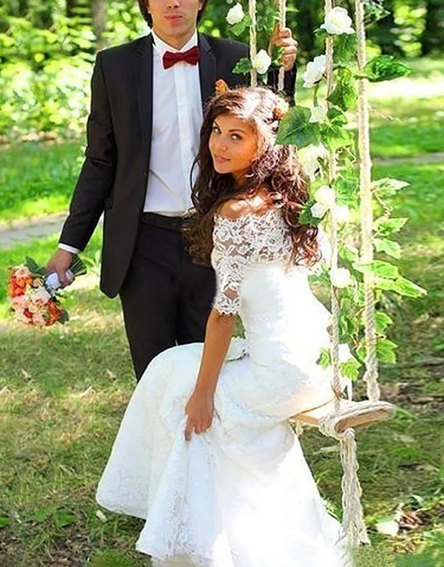 Off the Shoulder Mermaid White Long Bridal Dress