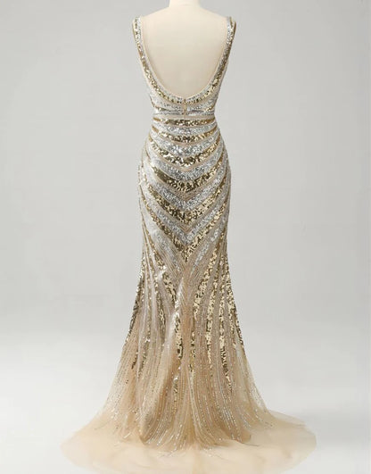Mermaid Deep V Neck Long Prom Dress with Silt