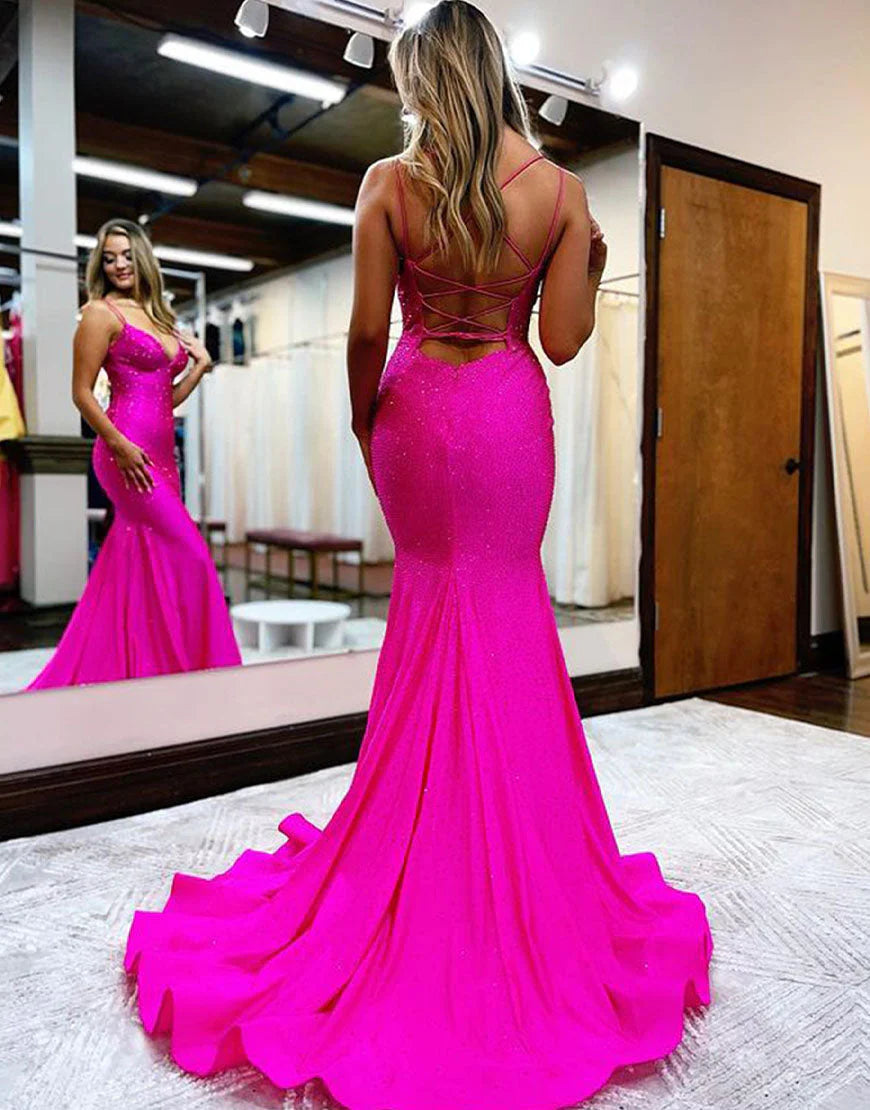 Mermaid Beaded Long Tight Prom Dress