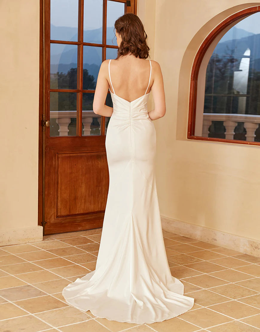 Spaghetti Straps Simple Wedding Dress
