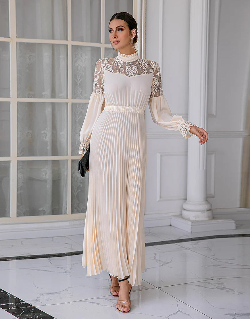 Apricot Long Sleeves Lace Mother Dress