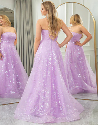 Sparkly Lilac A Line Off The Shoulder Long Prom Dress