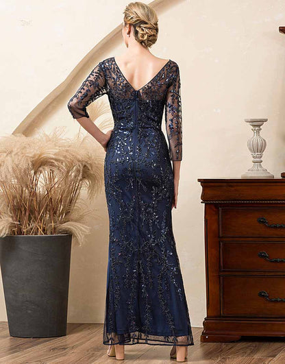 Sparkly Beaded Sequins Mother of the Bride Dress with Slit