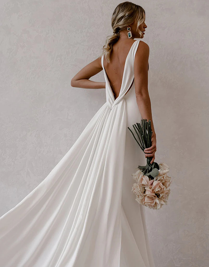 Simple Mermaid Bohemian Wedding Dress