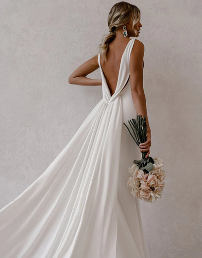 Simple Mermaid Bohemian Wedding Dress
