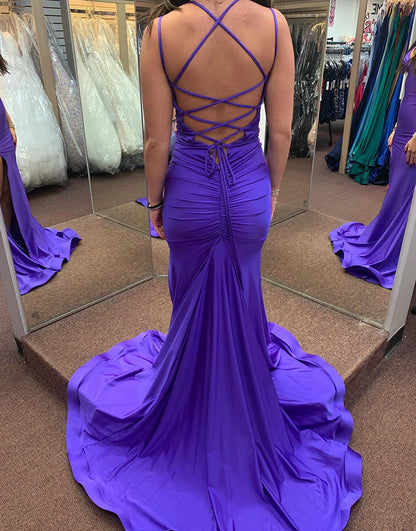 Mermaid Backless Long Prom Dress With Slit