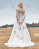 Gorgeous A Line Tulle Long Sleeves Long Ivory Wedding Dress with Embroidery