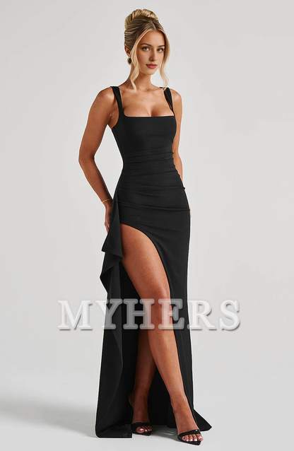 Square Neckline Adjustable Shoulder Straps Side Fork Sexy Charming Dresses Bridesmaid Dresses Wedding Guests Dresses