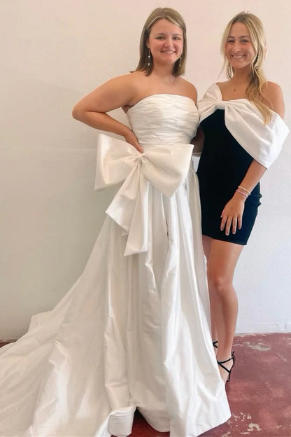 Strapless A-Line Prom Dress with Bow