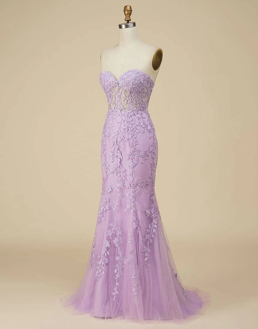 Long Sheath Sweetheart Prom Dress with Appliques