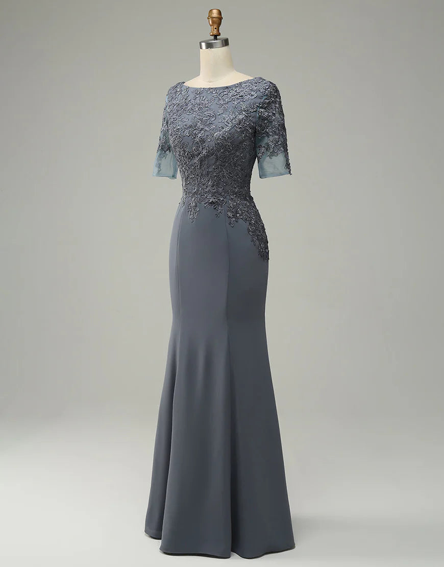 Grey Appliques Mother of Bride Dress
