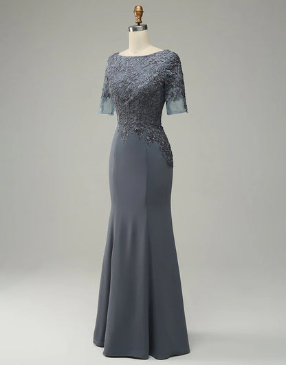 Grey Appliques Mother of Bride Dress