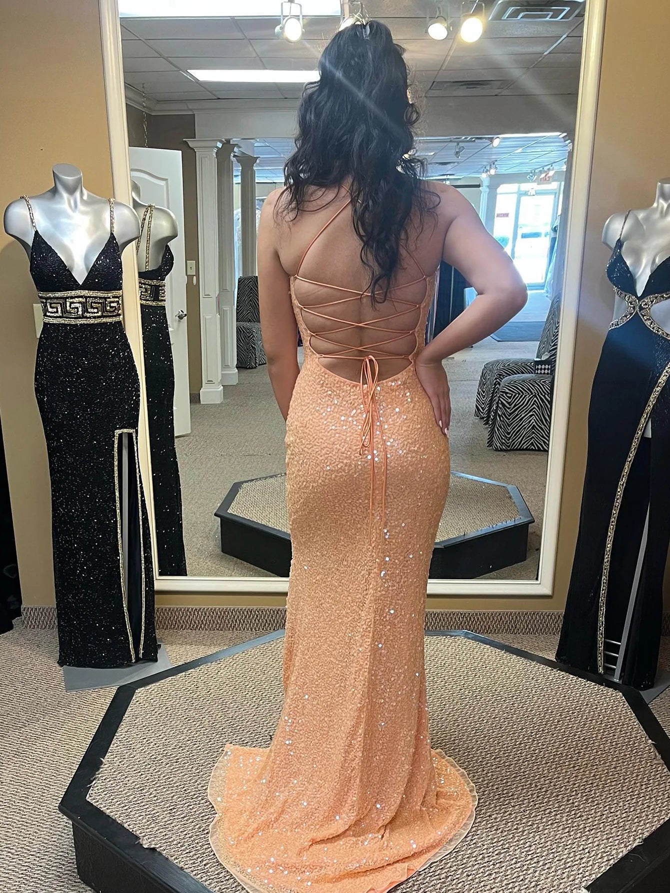Sheath Halter Sparkly Long Prom Dress With Cirss Cross Back
