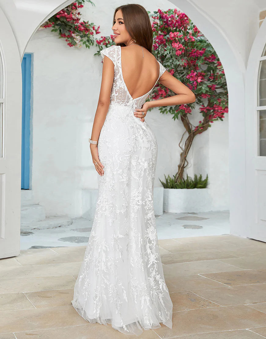 Mermaid Lace V-Neck Wedding Dress